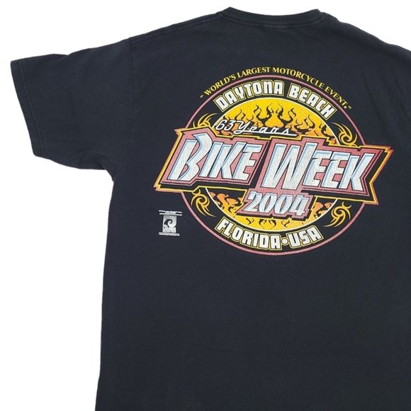 Daytona Beach Bike Week 2004 T Shirt Size M 63 Years Short Sleeve Black - Picture 6 of 12